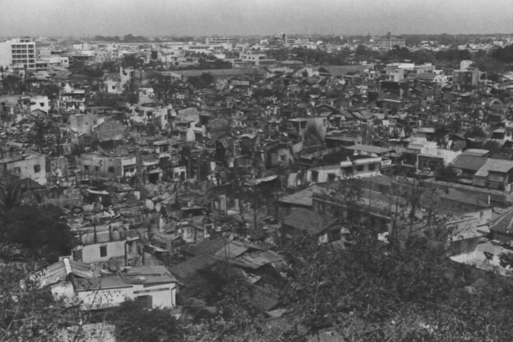 Destroyed buildings in Cholon after the Tet Offensive