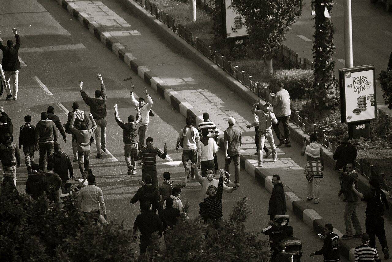 Crowd of protesters in Cairo during the 2011 Egyptian Revolution (4)