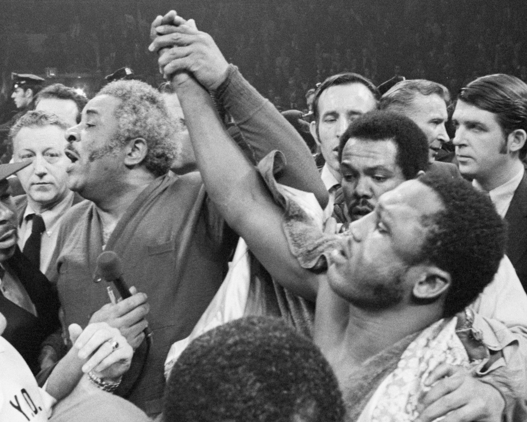 Frazier celebrating after Fight of the Century