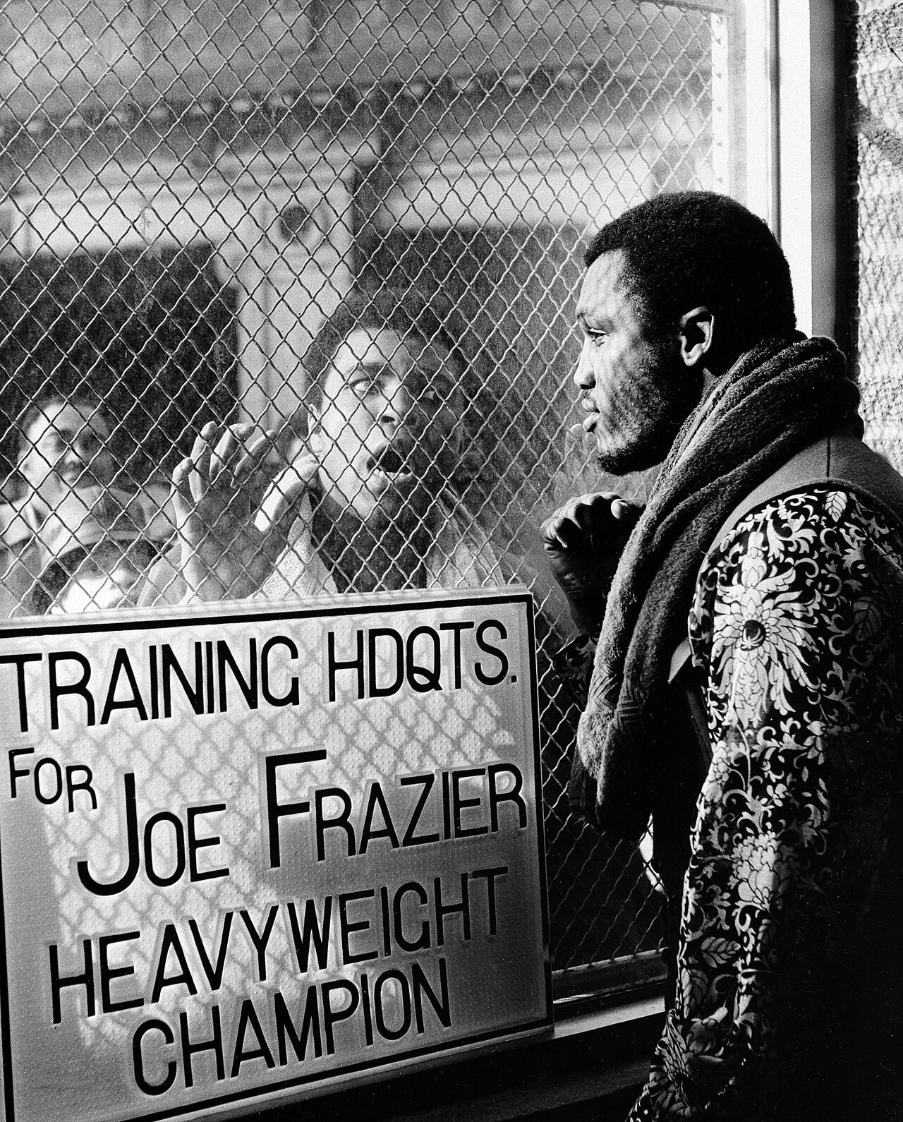 Muhammad Ali outside Joe Frazier's training headquarters 1971