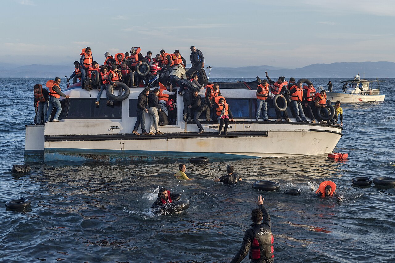 20151030 Syrians and Iraq refugees arrive at Skala Sykamias Lesvos Greece 2 — archival photograph