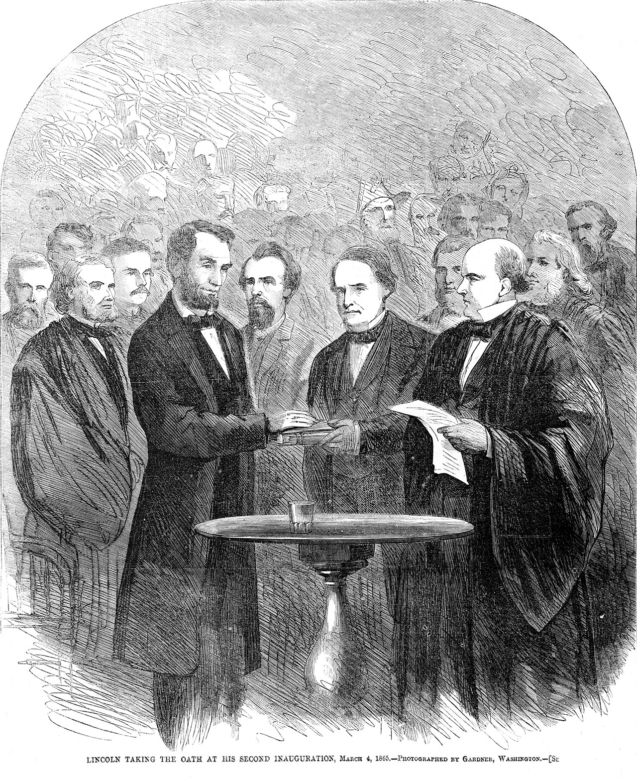 Lincoln taking the oath at his second inauguration