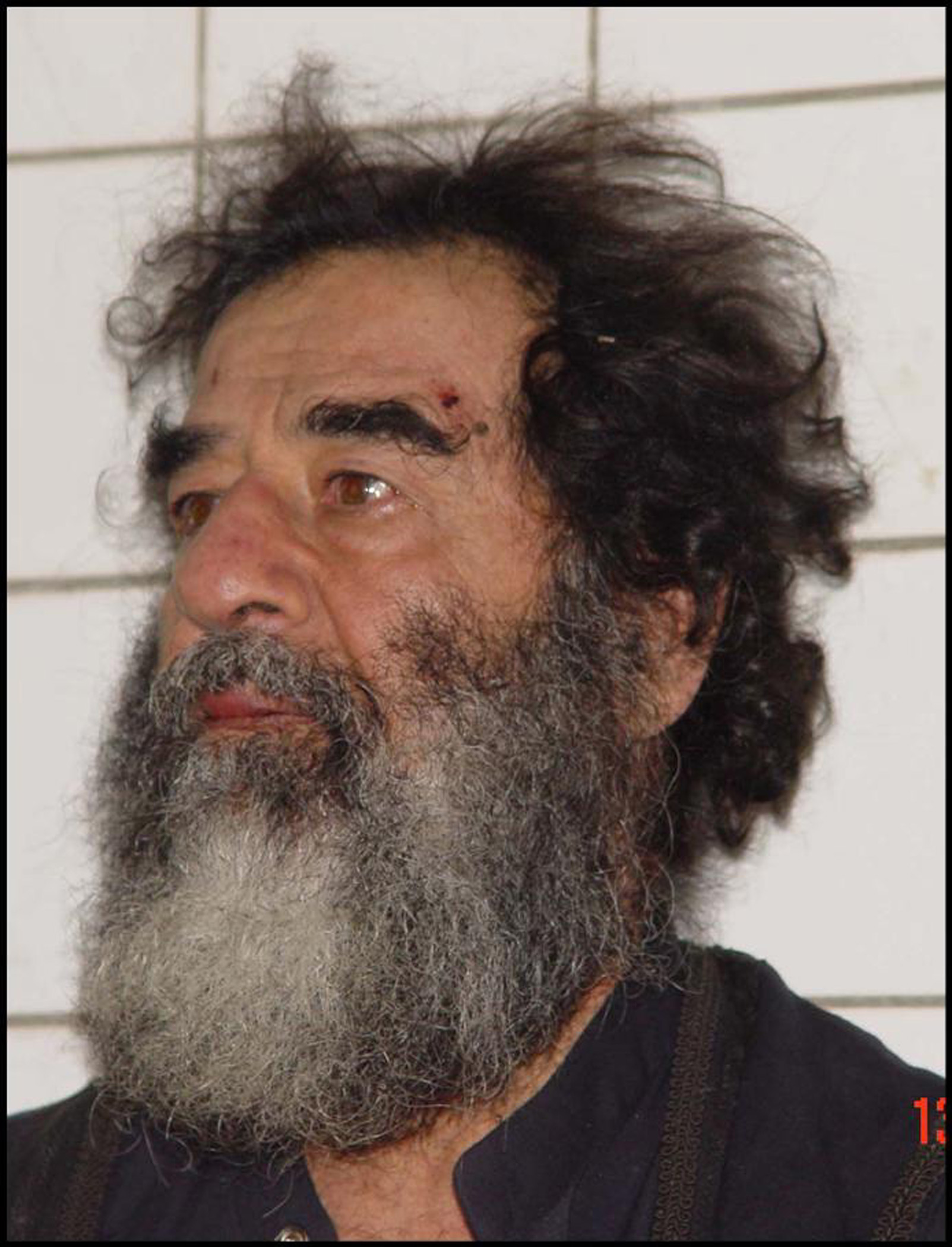 US Navy 031214-D-0000X-001 Former Iraqi leader Saddam Hussein following his capture by soldiers from the 1st Brigade Combat Team, 4th Infantry Division, in Tikrit, Iraq